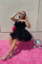 Blue A Line Strapless Ruffled Short Homecoming Dresses