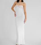 White Strapless Sheath Long Prom Dress Elegant Prom Dresses
