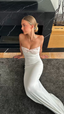 White Strapless Sheath Long Prom Dress Elegant Prom Dresses