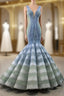 Blue And Green Mermaid V-neck Pleats Prom Dresses
