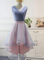 Blue And Pink Stylish High Low Party Dress, Cute Formal Gowns, Pretty Party Dresses