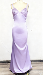 Blue Backless Mermaid Satin Long Prom Dresses