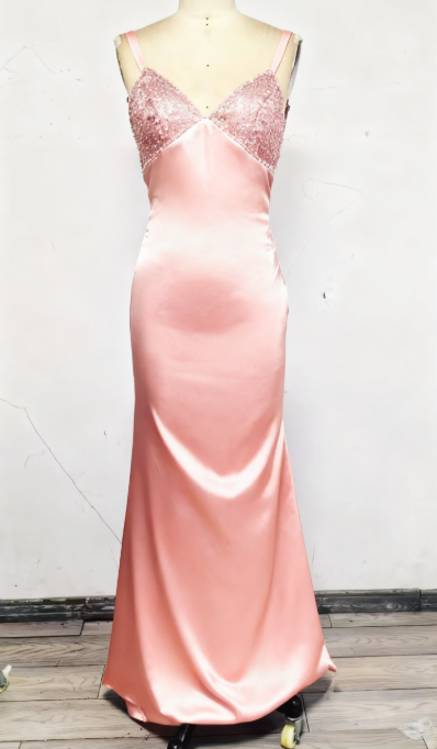 Blue Backless Mermaid Satin Long Prom Dresses