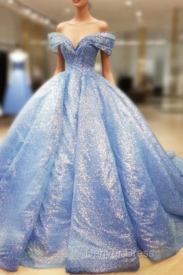 Blue Ball Gown Off-the-shoulder Sequins Quinceanera Dresses Main image