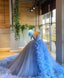 Blue Ball Gowns Tulle Wedding Dress Prom Dresses