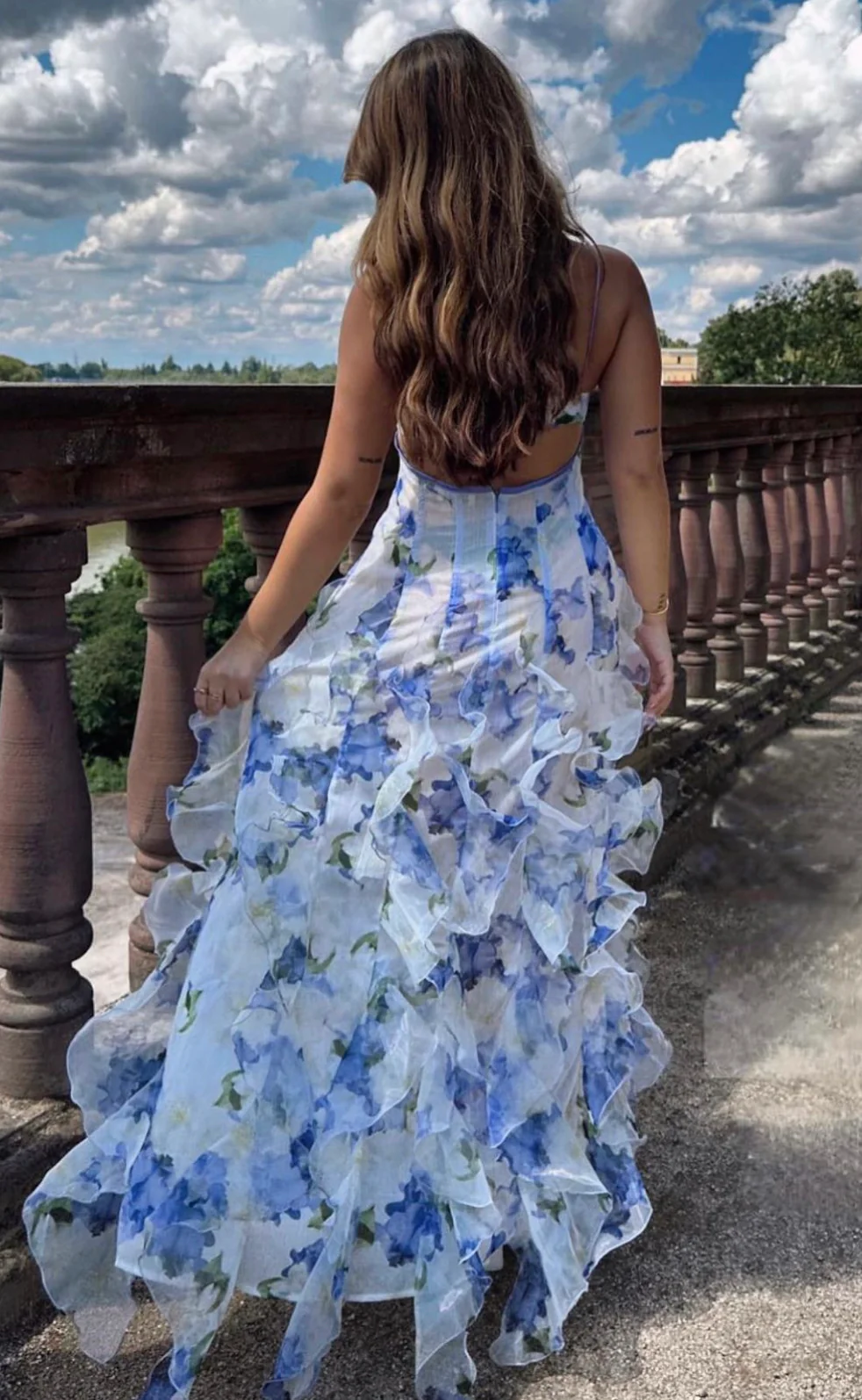 Blue Charming A-Line Spaghetti Strap Prom Dress