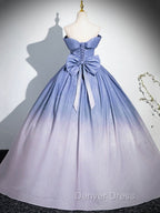 Blue Gradient Color Glitter Sequins Prom Dress, A Line Off The Shoulder Blue Princess Prom Dresses