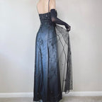 Blue/Grey Delicate Beaded Long Tulle Elegant Ball Gowns Prom Dress Prom Birthday Prom Dress