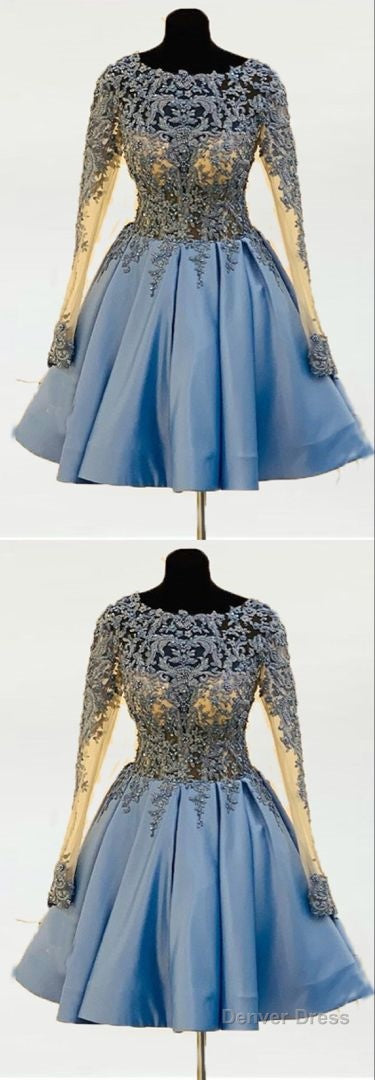 Blue Homecoming Dresses With Sleeves