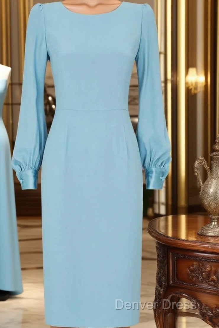 Blue Long Sleeve Short Homecoming Dresses