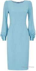 Blue Long Sleeve Short Homecoming Dress