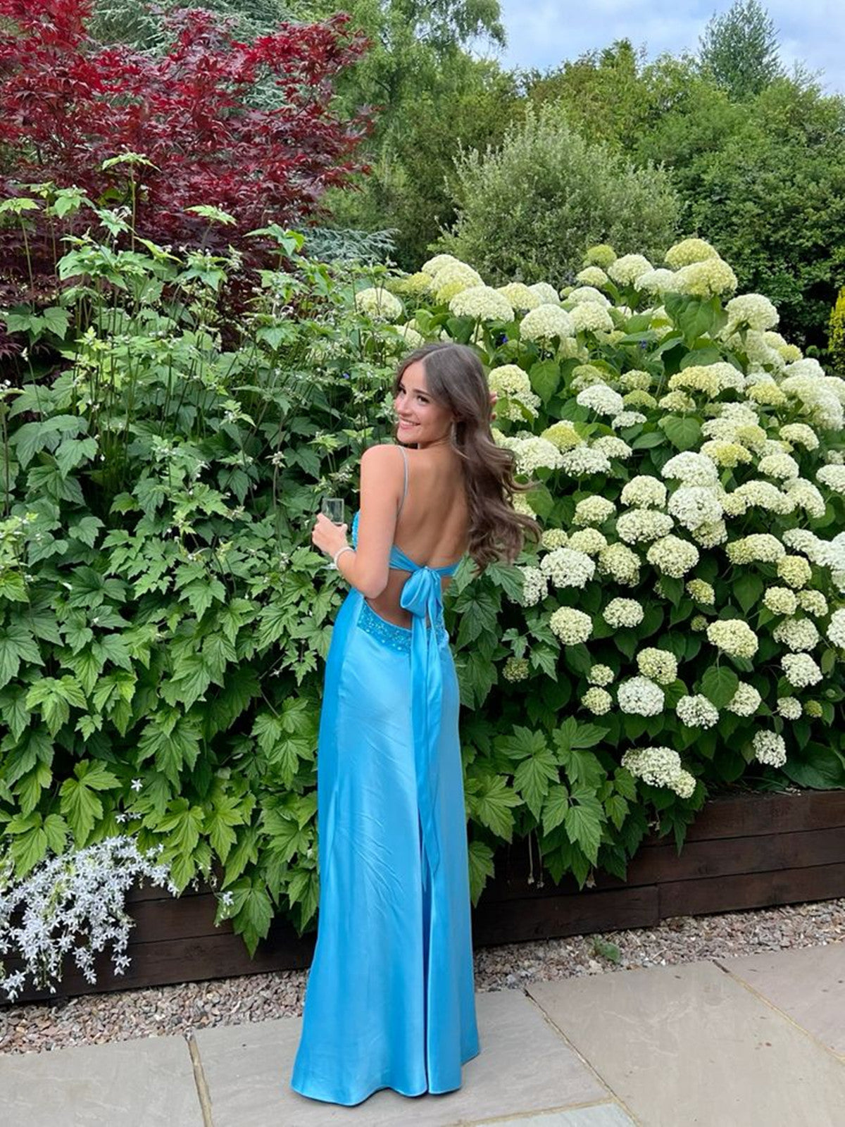 Blue Long Straps Sweetheart Prom Dress Prom Dress, Blue Satin Prom Dresses