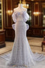 Blue Mermaid Sequins Off the Shoulder Prom Dresses