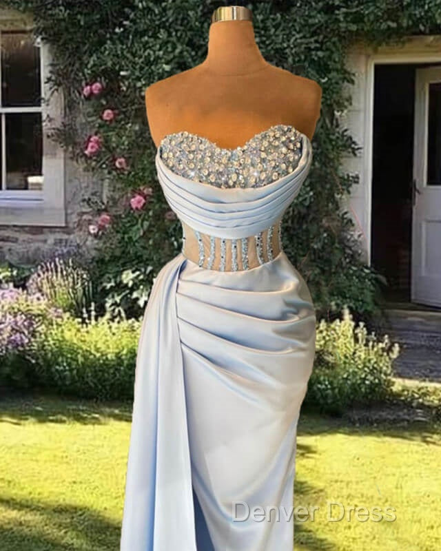 Blue Mermaid Sheer Corset Split Dresses Secondary image