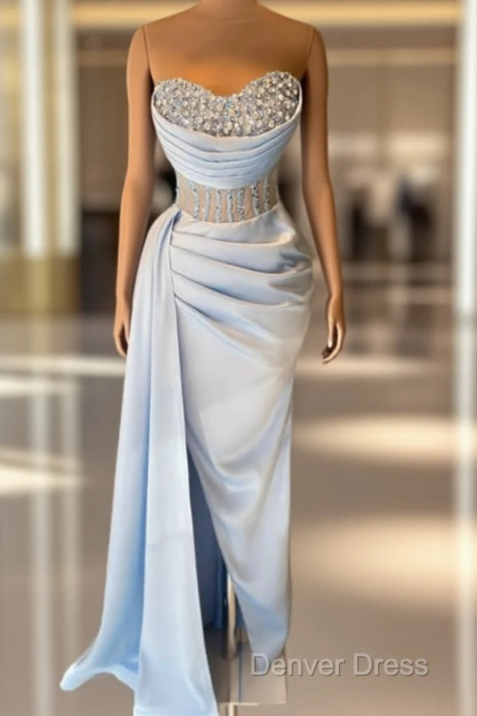 Blue Mermaid Sheer Corset Split Dresses Main image