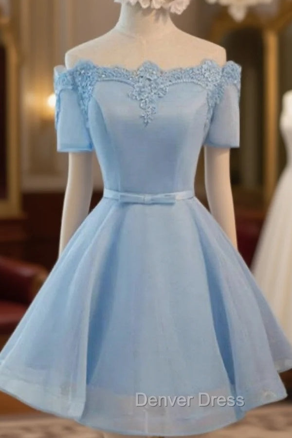 Blue Off The Shoulder Homecoming Dresses