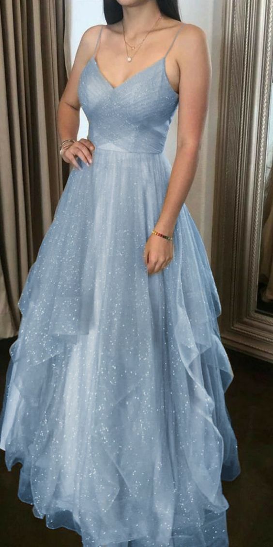 Blue Prom Dress Long Prom Gowns Main image