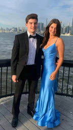 Blue Prom Dress, Mermaid Prom Dress Open Back Prom Dresses