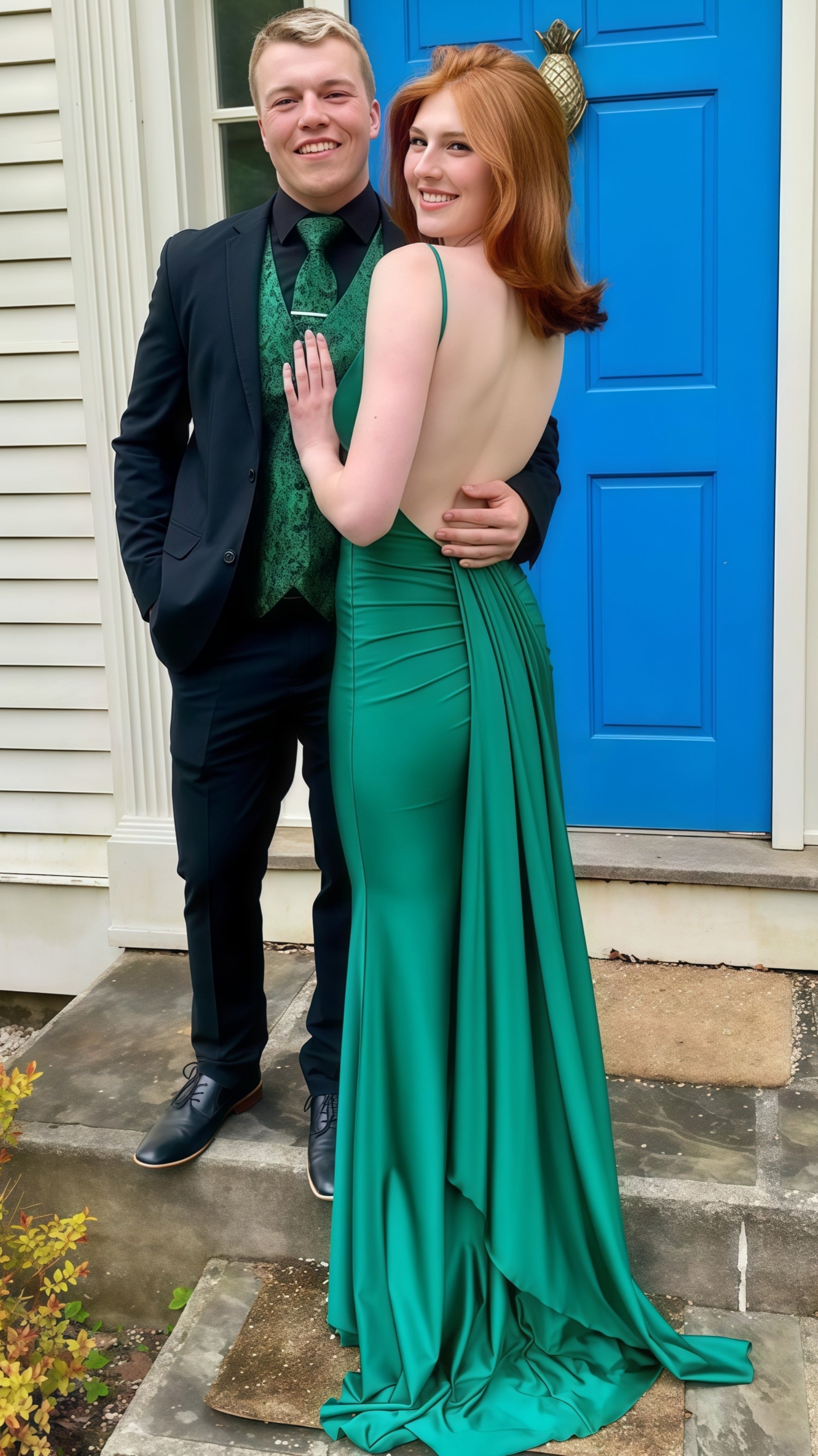 Blue Prom Dress, Mermaid Prom Dress Open Back Prom Dresses