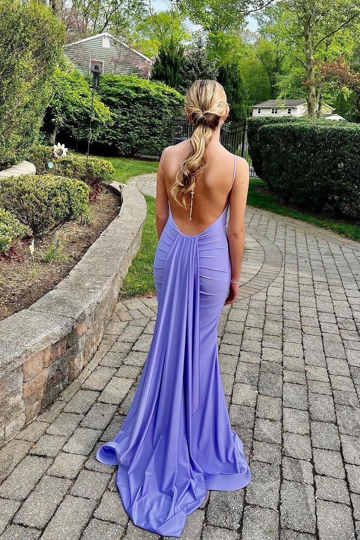 Blue Prom Dress, Mermaid Prom Dress Open Back Prom Dresses