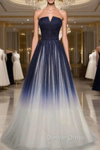 Blue Prom Dress Tulle LongProm Dresses