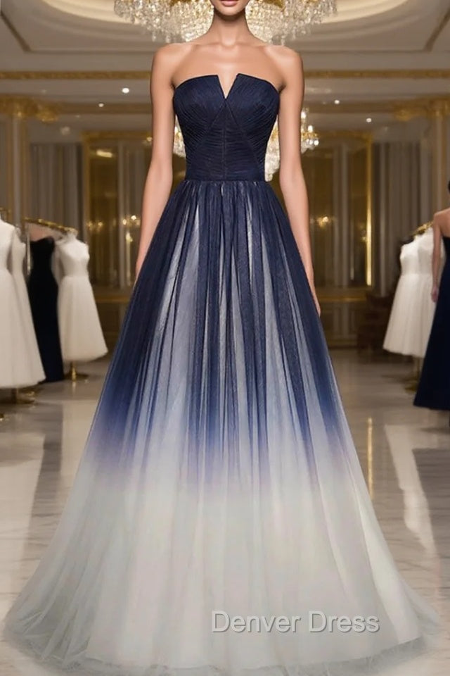Blue Prom Dress Tulle LongProm Dresses