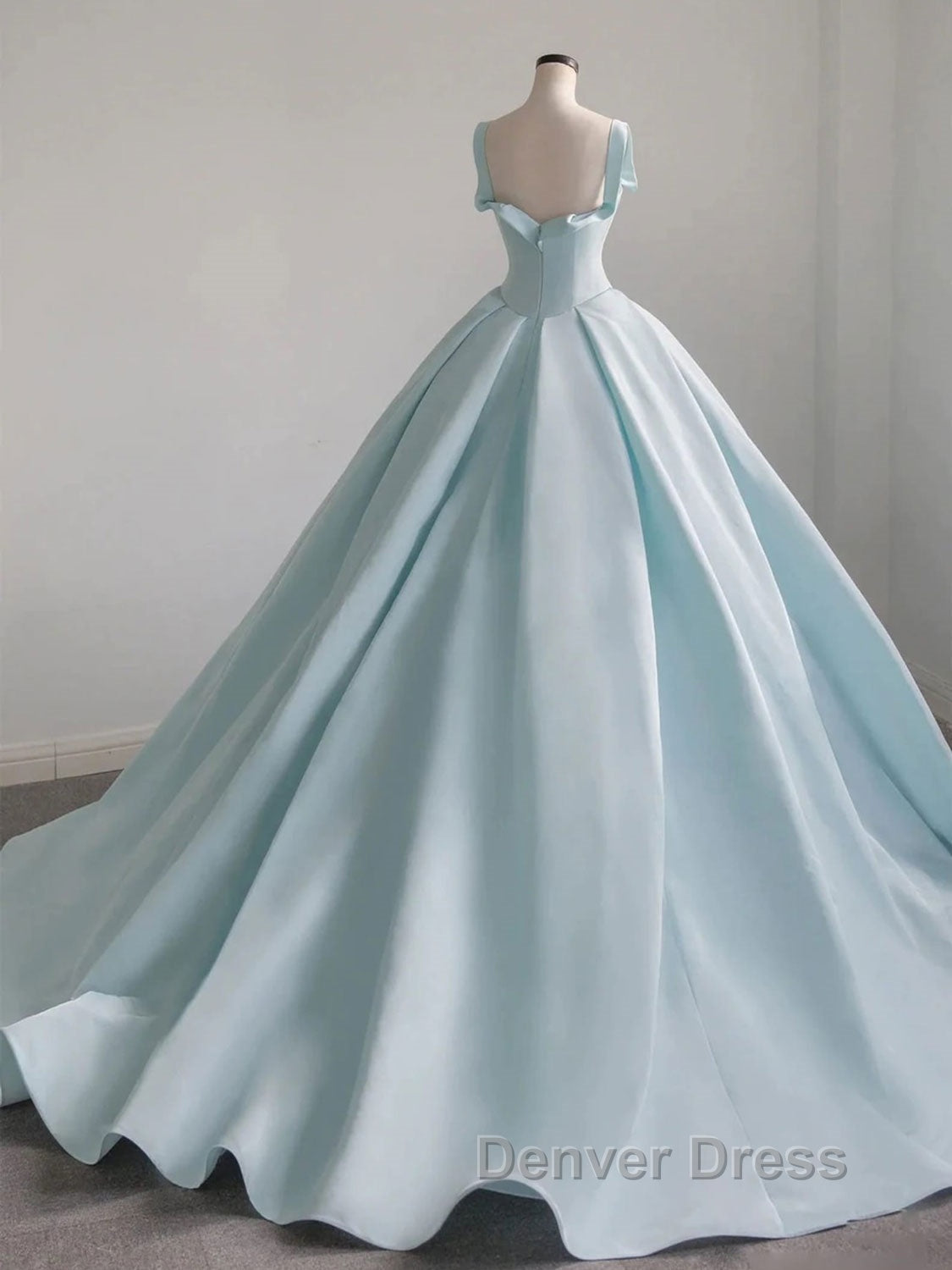 Blue Satin Long Prom Dress, Blue Satin Prom Dresses