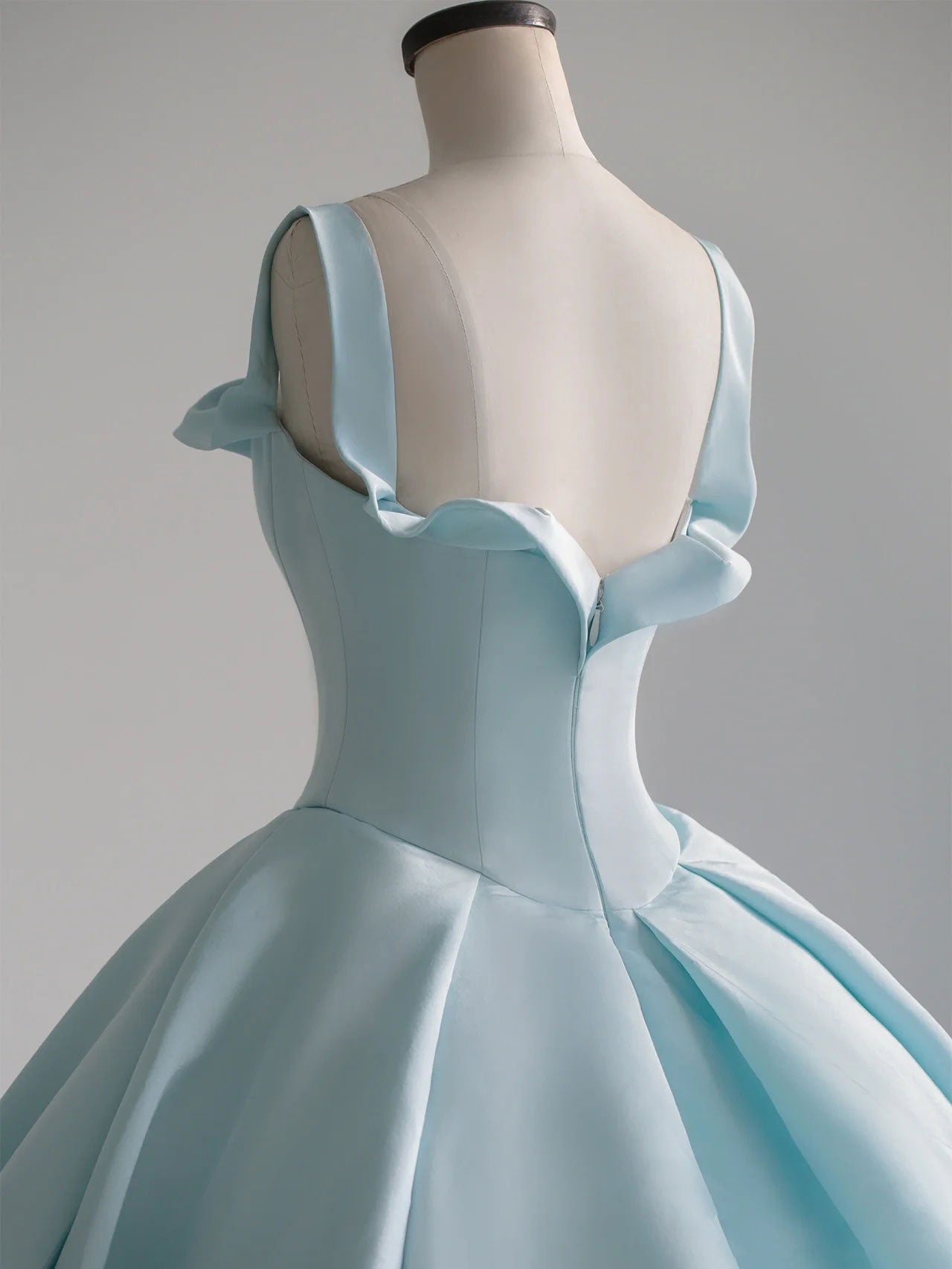 Blue Satin Long Prom Dresses, Blue Sweet 16 Dresses