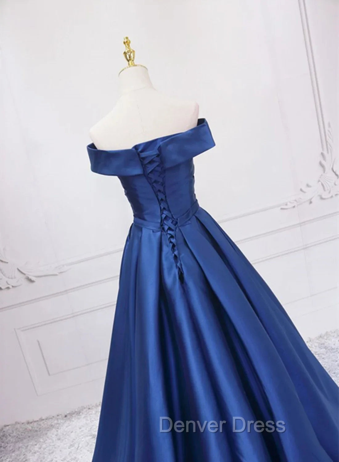 Blue Satin Sweetheart Long Wedding Party Dresses Blue Formal Dresses prom Dresses shops
