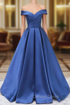 Blue Satin Sweetheart Long Wedding Prom Dress Blue Prom Dress shops
