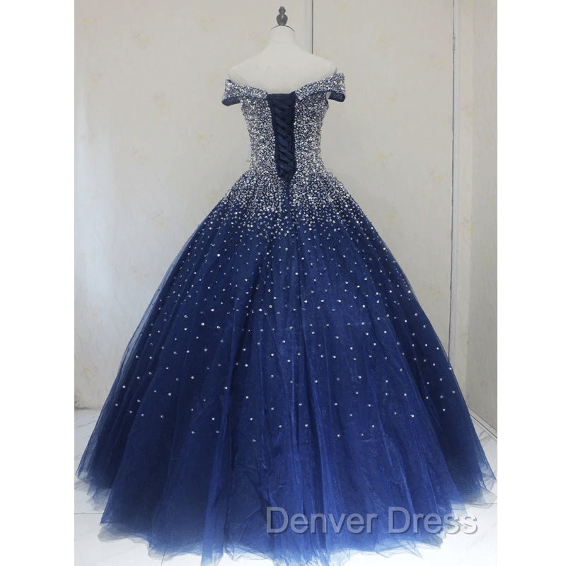 Blue Sequins Ball Gown Off Shoulder Party Dresses Blue Sweet 16 Gown prom Dresses shops Secondary image
