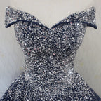 Blue Sequins Ball Gown Off Shoulder Party Dresses Blue Sweet 16 Gown prom Dresses shops