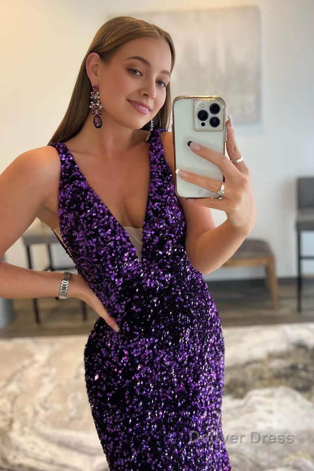 Blue Sequins Mermaid Prom Dresses