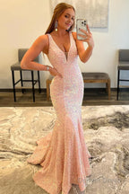 Blue Sequins Mermaid Prom Dresses