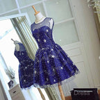 Blue Short Beautiful Homecoming Dress Tulle Sleevelessprom Dress, Blue Prom Dresses