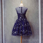 Blue Short Beautiful Homecoming Dress Tulle Sleevelessprom Dress, Blue Prom Dresses