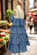 Blue Short Prom Dress A Line V Neck Lovely Homecoming Dresses