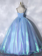 Blue Sweetheart Neck Long Prom Dress, Unique Blue Sweet 16 Dresses