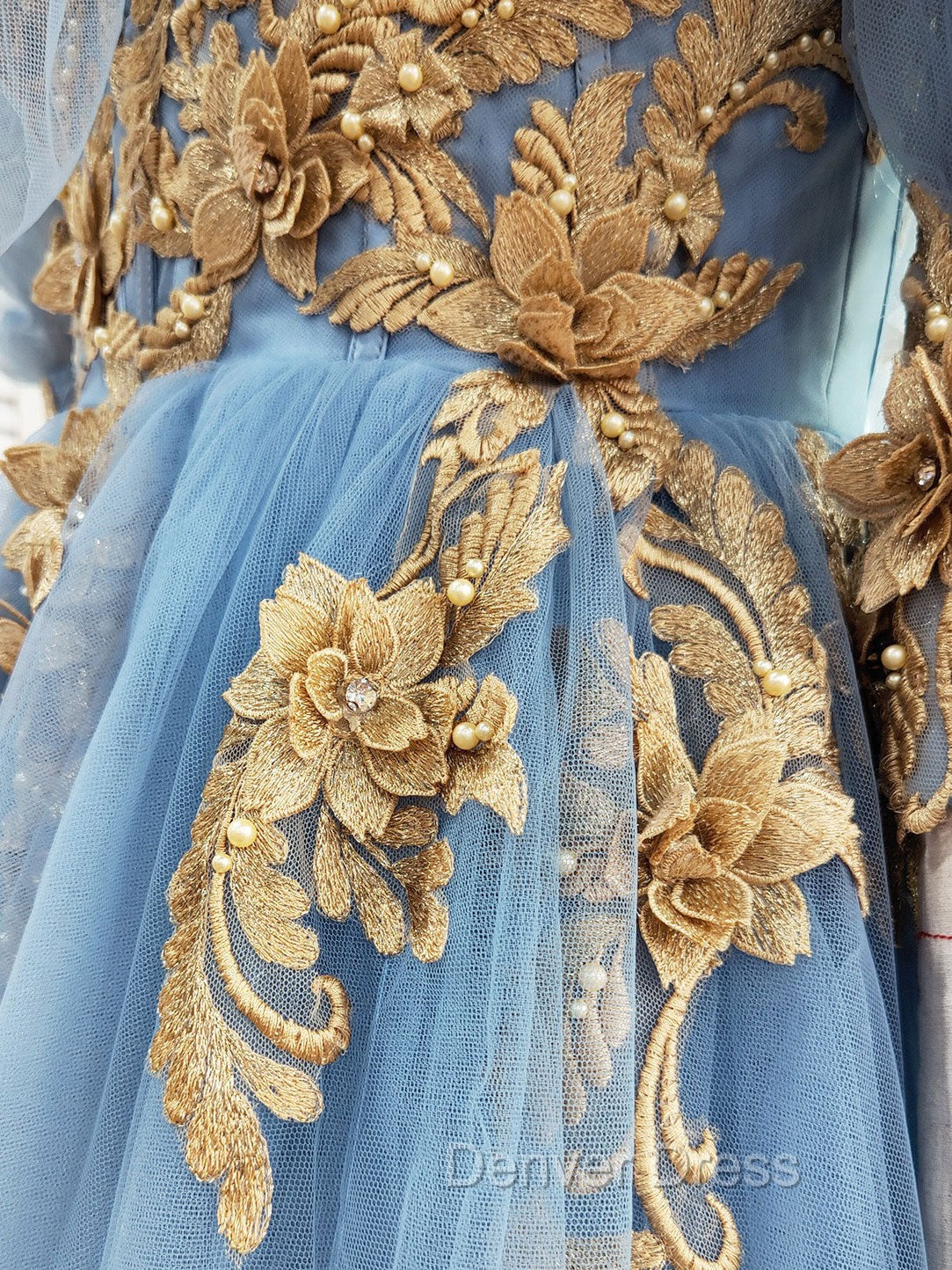 Blue Sweetheart Neck Off Shoulder Long Prom Dress, Lace Prom Dresses