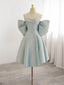 Blue Sweetheart Neck Satin Short Prom Dress, Blue Homecoming Dresses