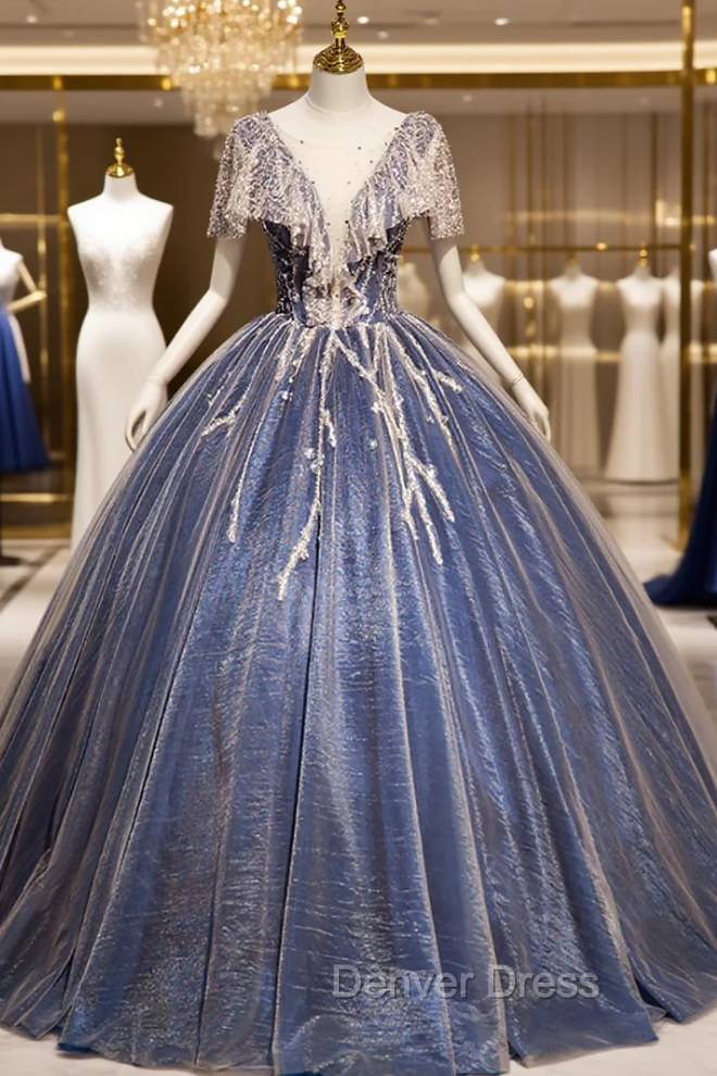 Blue Tulle Ball Gown Quinceanera Dresses Main image