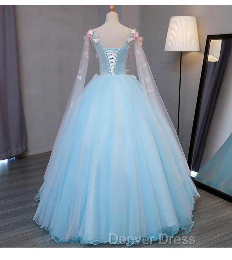 Blue Tulle Formal Dresses with Pink Lace Blue Ball Gown Sweet 16 Dresses prom Dresses shops Secondary image