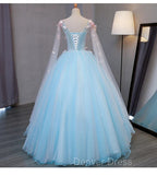 Blue Tulle Prom Dress with Pink Lace Blue Ball Gowns Sweet 16 Dress prom Dresses shops