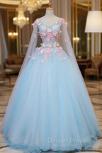Blue Tulle Formal Dresses with Pink Lace Blue Ball Gown Sweet 16 Dresses prom Dresses shops