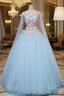 Blue Tulle Formal Dresses with Pink Lace Blue Ball Gown Sweet 16 Dresses prom Dresses shops