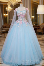Blue Tulle Prom Dress with Pink Lace Blue Ball Gowns Sweet 16 Dress prom Dresses shops