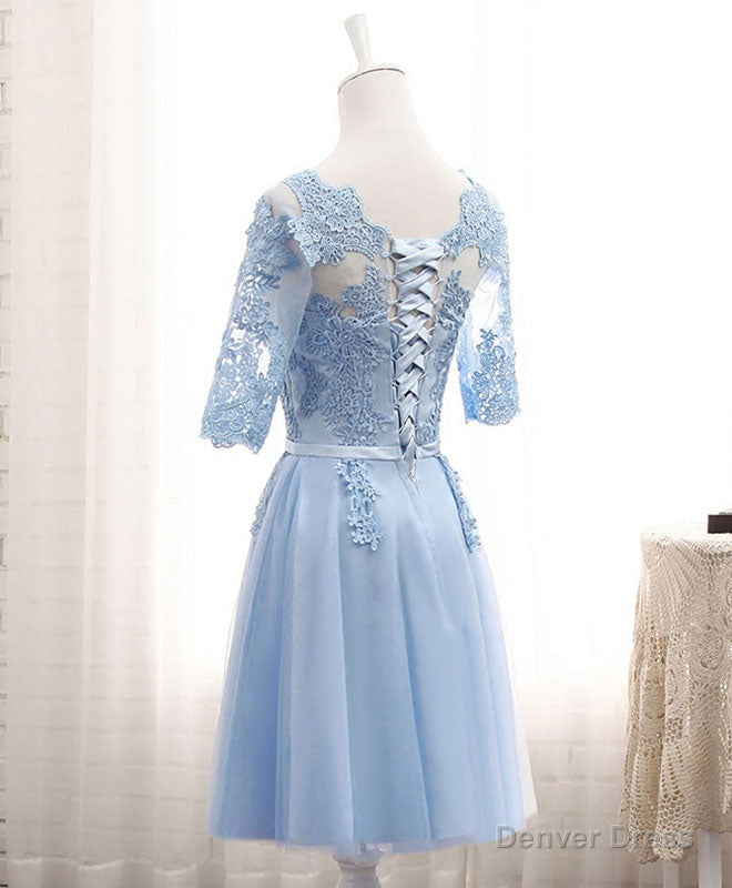Blue Tulle Lace Long Prom Dress Blue Tulle Bridesmaid Dresses