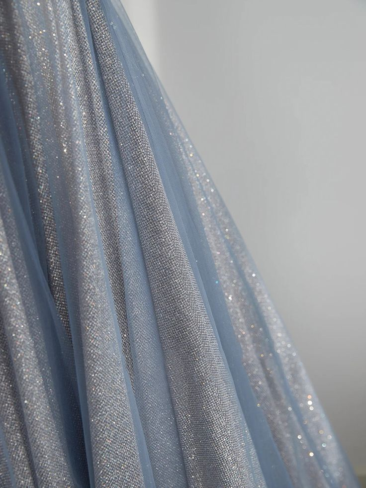 Blue Tulle Long Prom Dress A-Line Off The Shoulder Prom Dresses