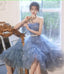 Blue Tulle Sequins Short Homecoming Dress Prom Dresses