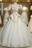 Blue Tulle Short Sleeve Quinceanera Dresses